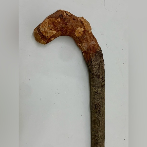 Vtg Raw Cherry Branch Wood Home Made Hand Crafted Walking Stick Cane - Picture 7 of 12